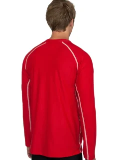 Tuga Sunwear Swim Shirts & Rash Guards|Men's Chlorine Resistant Long Sleeve Rash Guard - Red