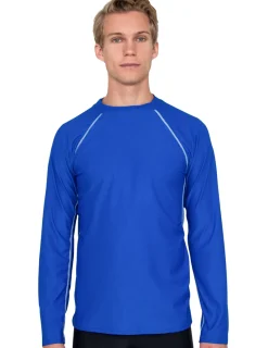 Tuga Sunwear Swim Shirts & Rash Guards|Men's Chlorine Resistant Long Sleeve Rash Guard - Royal