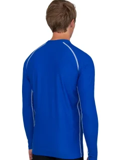 Tuga Sunwear Swim Shirts & Rash Guards|Men's Chlorine Resistant Long Sleeve Zip Rash Guard - Royal