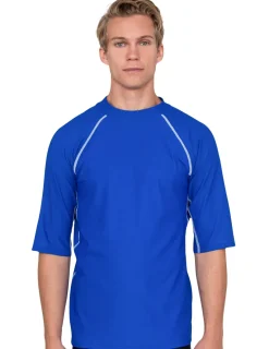 Tuga Sunwear Swim Shirts & Rash Guards|Men's Chlorine Resistant Short Sleeve Rash Guard - Royal