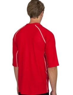 Tuga Sunwear Swim Shirts & Rash Guards|Men's Chlorine Resistant Short Sleeve Rash Guard - Red