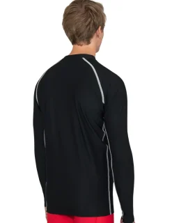 Tuga Sunwear Swim Shirts & Rash Guards|Men's Chlorine Resistant Long Sleeve Zip Rash Guard - Black