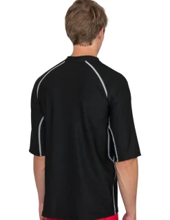Tuga Sunwear Swim Shirts & Rash Guards|Men's Chlorine Resistant Short Sleeve Rash Guard - Black