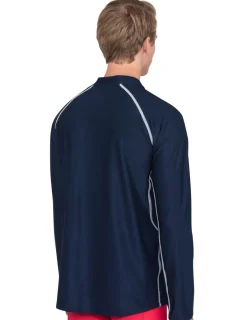 Tuga Sunwear Swim Shirts & Rash Guards|Men's Chlorine Resistant Long Sleeve Rash Guard - Navy