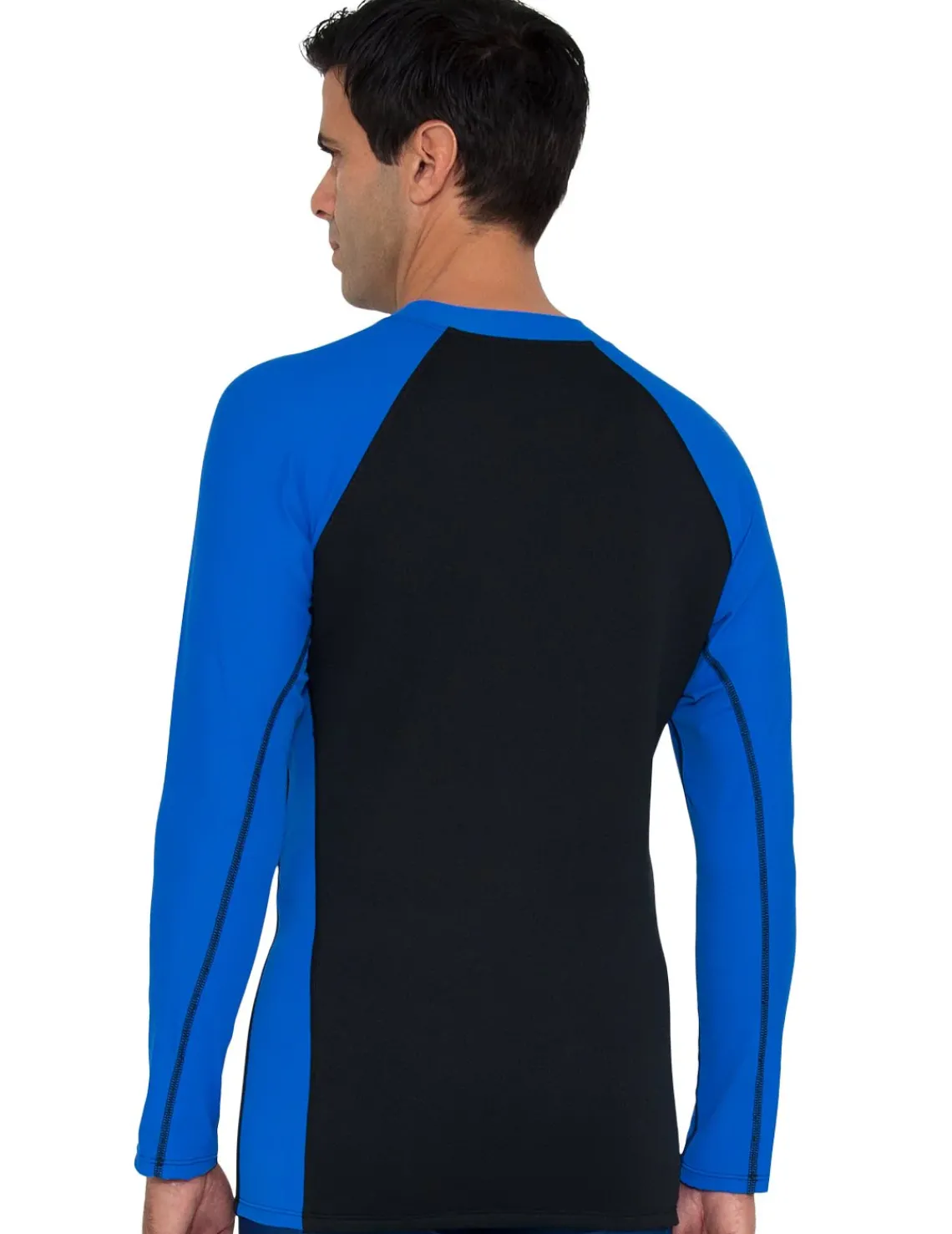 Tuga Sunwear Thermal Wetsuit Tops|Men's Hybrid Thermal Zip Rash Guard - Black / Royal