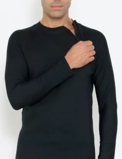 Tuga Sunwear Thermal Wetsuit Tops|Men's Hybrid Thermal Zip Rash Guard - Black / Royal