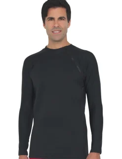 Tuga Sunwear Thermal Wetsuit Tops|Men's Hybrid Thermal Zip Rash Guard - Black