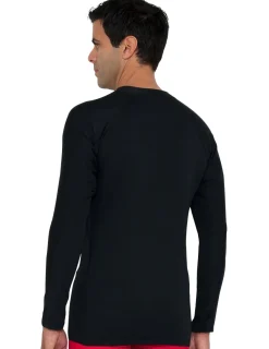 Tuga Sunwear Thermal Wetsuit Tops|Men's Hybrid Thermal Zip Rash Guard - Black