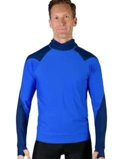 Tuga Sunwear Swim Shirts & Rash Guards|Men's Swim Crest Rash Guard with Fitted Hoodie - Royal / Navy
