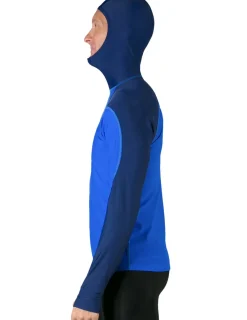 Tuga Sunwear Swim Shirts & Rash Guards|Men's Swim Crest Rash Guard with Fitted Hoodie - Royal / Navy