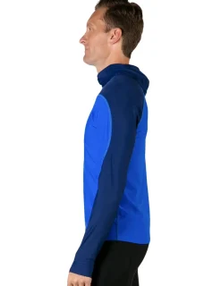 Tuga Sunwear Swim Shirts & Rash Guards|Men's Swim Crest Rash Guard with Fitted Hoodie - Royal / Navy