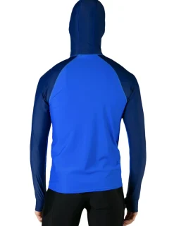 Tuga Sunwear Swim Shirts & Rash Guards|Men's Swim Crest Rash Guard with Fitted Hoodie - Royal / Navy
