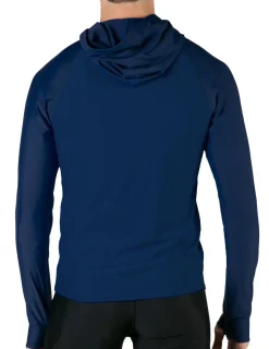 Tuga Sunwear Swim Shirts & Rash Guards|Men's Swim Crest Rash Guard Relaxed Hoodie - Navy