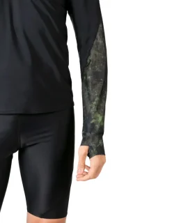 Tuga Sunwear Swim Shirts & Rash Guards|Men's Swim Crest Rash Guard with Relaxed Hoodie - Green Camo