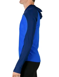 Tuga Sunwear Swim Shirts & Rash Guards|Men's Swim Crest Rash Guard Relaxed Hoodie - Royal / Navy