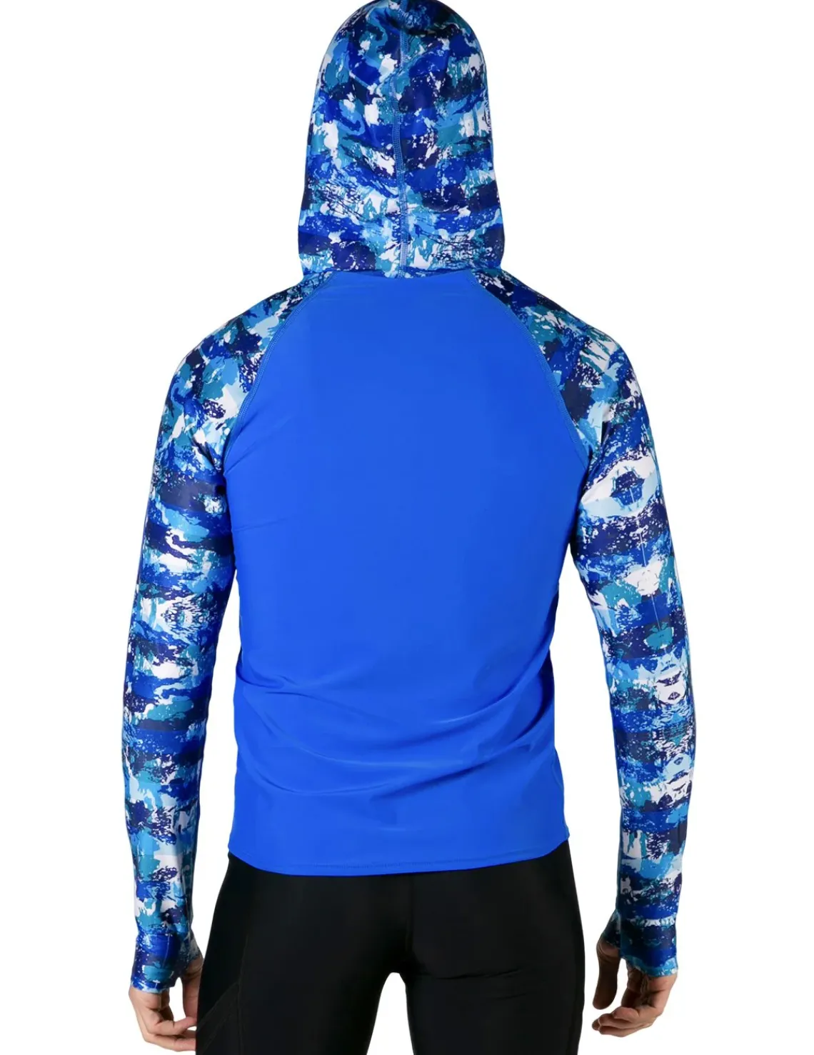 Tuga Sunwear Swim Shirts & Rash Guards|Men's Swim Crest Rash Guard with Relaxed Hoodie - Blue Camo