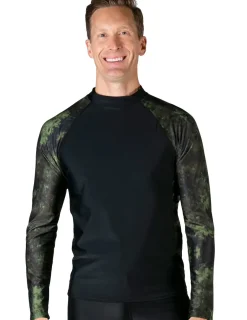 Tuga Sunwear Swim Shirts & Rash Guards|Men's Swim Performance Long Sleeve Rash Guard - Green Camo