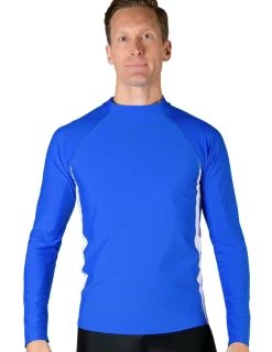 Tuga Sunwear Swim Shirts & Rash Guards|Men's Swim Performance Long Sleeve Rash Guard - Royal / White