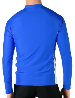 Tuga Sunwear Swim Shirts & Rash Guards|Men's Swim Performance Long Sleeve Rash Guard - Royal / White