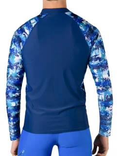 Tuga Sunwear Swim Shirts & Rash Guards|Men's Swim Performance Long Sleeve Rash Guard - Blue Camo