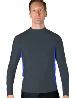 Tuga Sunwear Swim Shirts & Rash Guards|Men's Swim Performance Long Sleeve Rash Guard - Dark Gray / Royal