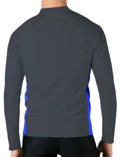 Tuga Sunwear Swim Shirts & Rash Guards|Men's Swim Performance Long Sleeve Rash Guard - Dark Gray / Royal