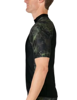 Tuga Sunwear Swim Shirts & Rash Guards|Men's Swim Performance Short Sleeve Rash Guard - Black / Green Camo