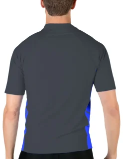 Tuga Sunwear Swim Shirts & Rash Guards|Men's Swim Performance Short Sleeve Rash Guard - Dark Gray / Royal