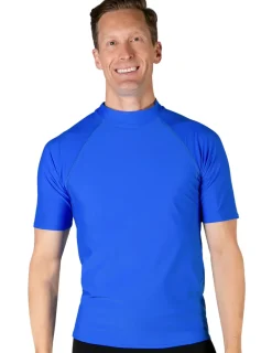 Tuga Sunwear Swim Shirts & Rash Guards|Men's Swim Performance Short Sleeve Rash Guard - Royal