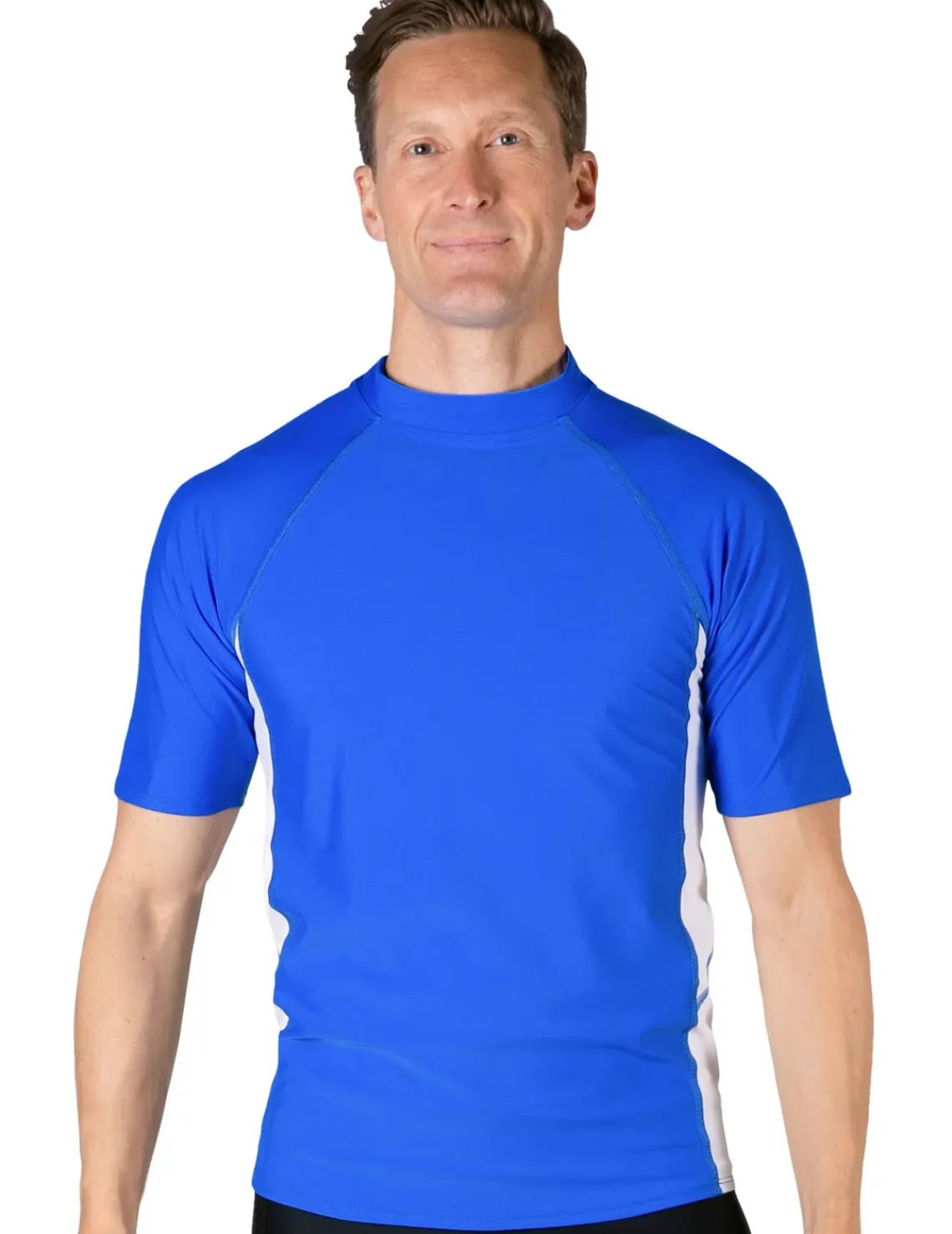 Tuga Sunwear Swim Shirts & Rash Guards|Men's Swim Performance Short Sleeve Rash Guard - Royal / White