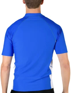 Tuga Sunwear Swim Shirts & Rash Guards|Men's Swim Performance Short Sleeve Rash Guard - Royal / White
