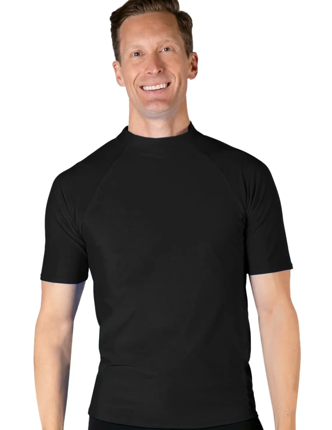 Tuga Sunwear Swim Shirts & Rash Guards|Men's Swim Performance Short Sleeve Rash Guard - Black