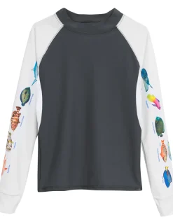 Tuga Sunwear Swim Shirts & Rash Guards|Men's Snorkel Caribbean Fish ID Rash Guard - Grey