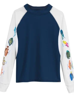 Tuga Sunwear Swim Shirts & Rash Guards|Men's Snorkel Caribbean Fish ID Rash Guard - Navy