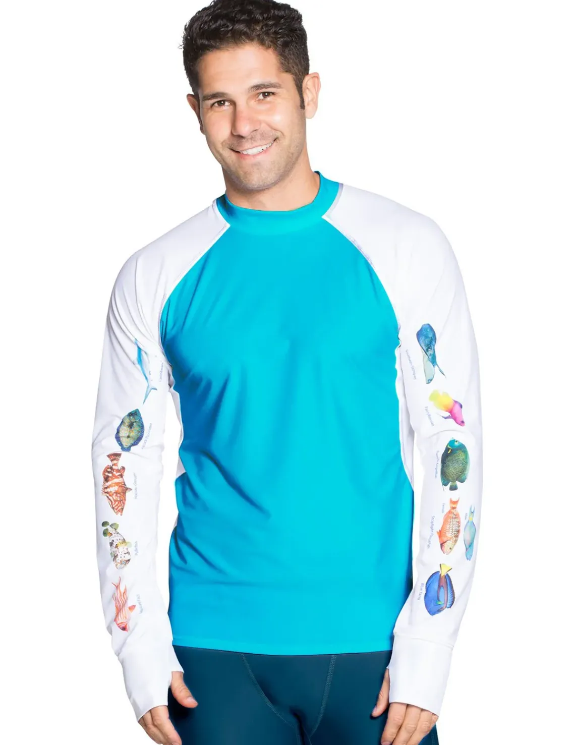 Tuga Sunwear Swim Shirts & Rash Guards|Men's Snorkel Caribbean Fish ID Rash Guard - Hawaii
