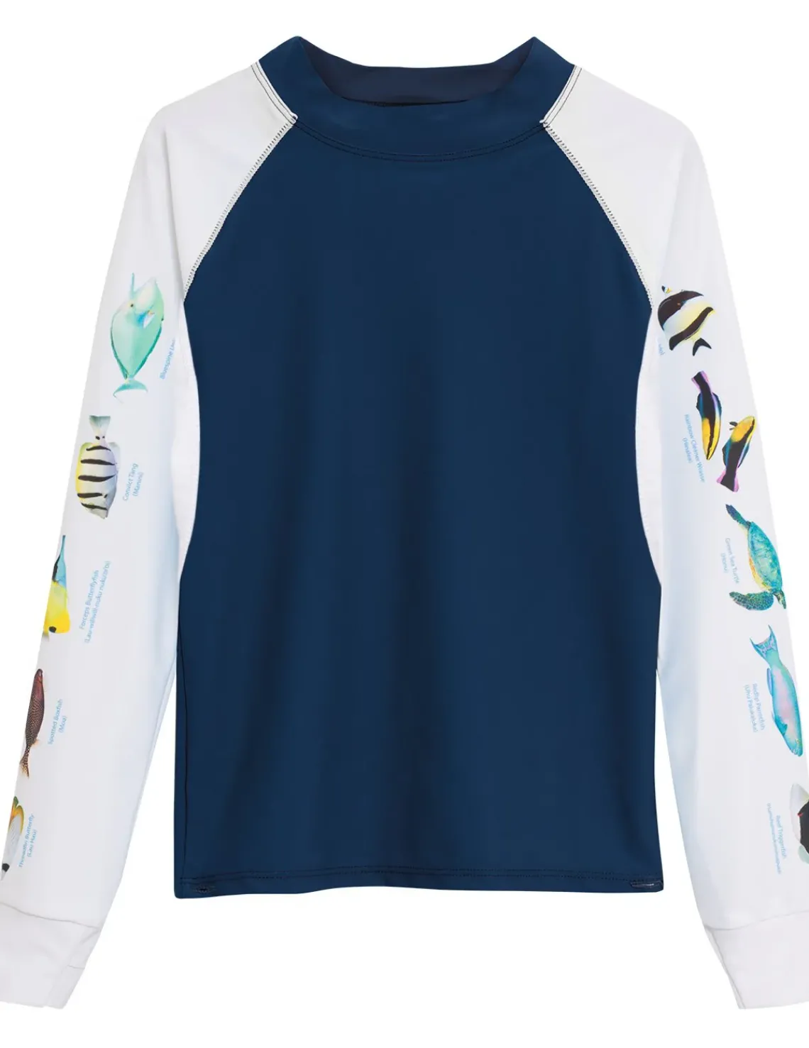 Tuga Sunwear Swim Shirts & Rash Guards|Men's Snorkel Hawaii Fish ID Rash Guard - Navy