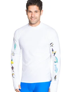 Tuga Sunwear Swim Shirts & Rash Guards|Men's Snorkel Hawaii Fish ID Rash Guard - Navy