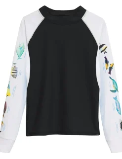 Tuga Sunwear Swim Shirts & Rash Guards|Men's Snorkel Hawaii Fish ID Rash Guard - Black
