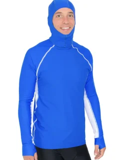 Tuga Sunwear Swim Shirts & Rash Guards|Men's Snorkel Hoodie Long Sleeve Rash Guard - Royal/White