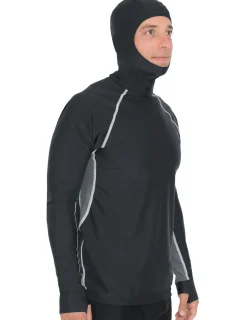 Tuga Sunwear Swim Shirts & Rash Guards|Men's Snorkel Hoodie Long Sleeve Rash Guard - Black / Gray