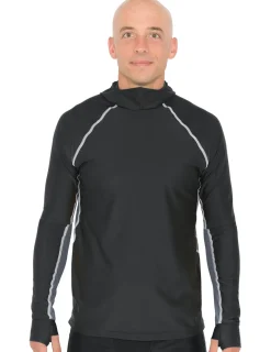 Tuga Sunwear Swim Shirts & Rash Guards|Men's Snorkel Hoodie Long Sleeve Rash Guard - Black / Gray
