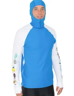 Tuga Sunwear Swim Shirts & Rash Guards|Men's Snorkel Hoodie Rash Guard - Hawaii Fish ID - White