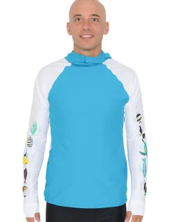 Tuga Sunwear Swim Shirts & Rash Guards|Men's Snorkel Hoodie Rash Guard - Hawaii Fish ID - Hawaii