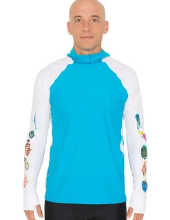 Tuga Sunwear Swim Shirts & Rash Guards|Men's Snorkel Hoodie Rash Guard - Caribbean Fish ID - Hawaii