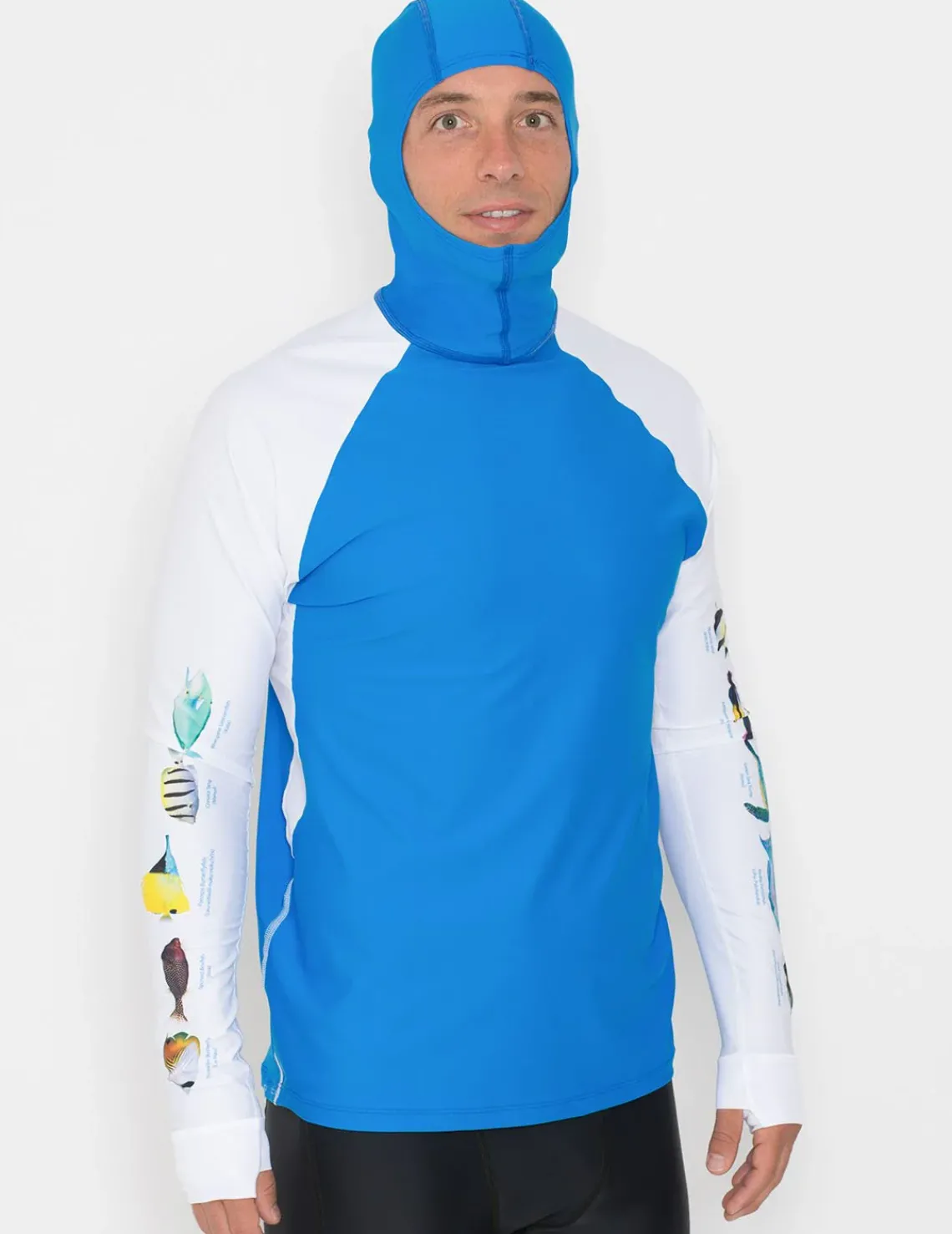 Tuga Sunwear Swim Shirts & Rash Guards|Men's Snorkel Hoodie Rash Guard - Hawaii Fish ID - Navy