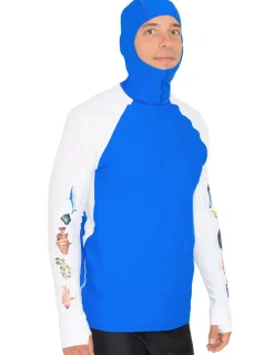 Tuga Sunwear Swim Shirts & Rash Guards|Men's Snorkel Hoodie Rash Guard - Caribbean Fish ID - Royal