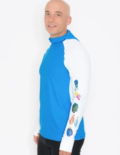 Tuga Sunwear Swim Shirts & Rash Guards|Men's Snorkel Hoodie Rash Guard - Caribbean Fish ID - Navy