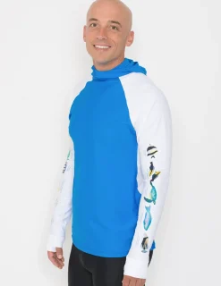 Tuga Sunwear Swim Shirts & Rash Guards|Men's Snorkel Hoodie Rash Guard - Hawaii Fish ID - Gray