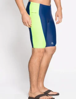 Tuga Sunwear Swim Shorts, Jammers, & Leggings|Men's Snorkel Jammer Swim Short - Navy / Neon Green