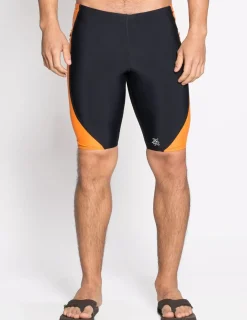 Tuga Sunwear Swim Shorts, Jammers, & Leggings|Men's Snorkel Jammer Swim Short - Black / Orange